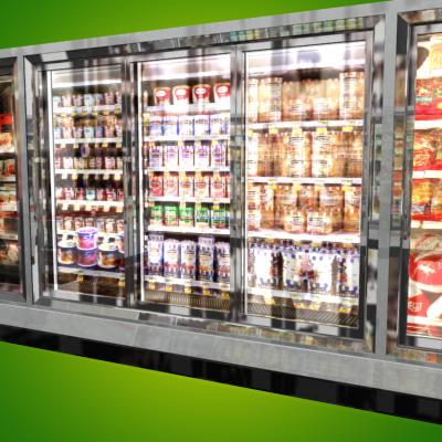3D Model of Grocery Store Freezer Wall - 3D Render 6